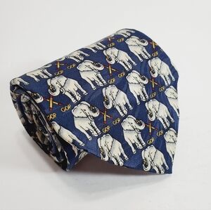 GOP Republican Theme  Elephant Museum Artifacts Multicolor Geometric Tie